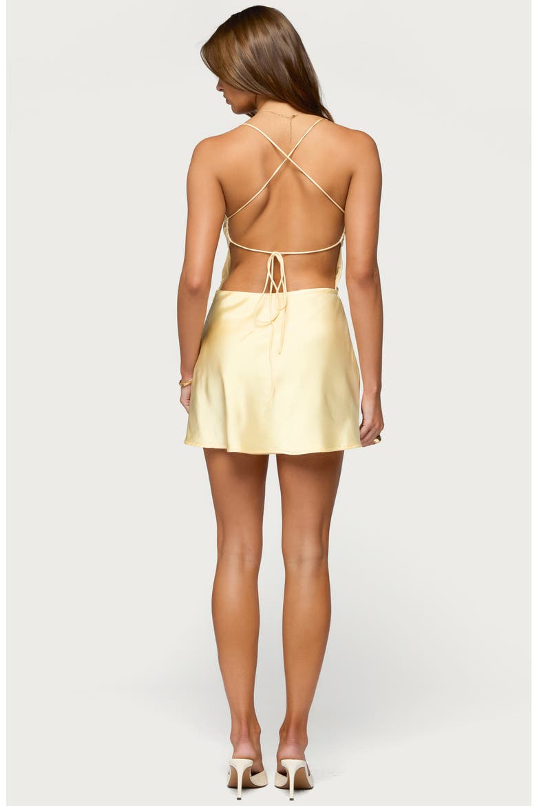 Aletta Strappy Satin Minidress, Alternate, color, LIGHT-YELLOW