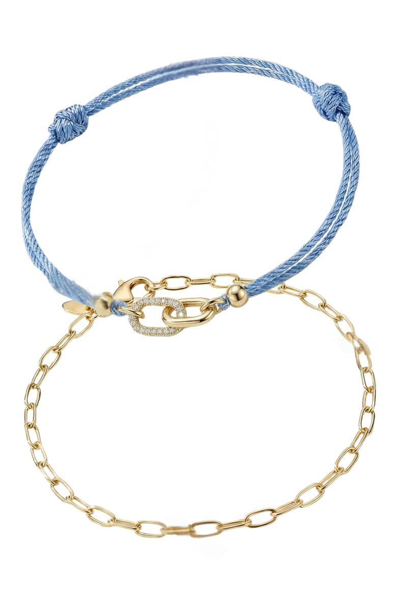 Set of 2 Friendship Bracelets, Alternate, color, GOLD/ BLUE