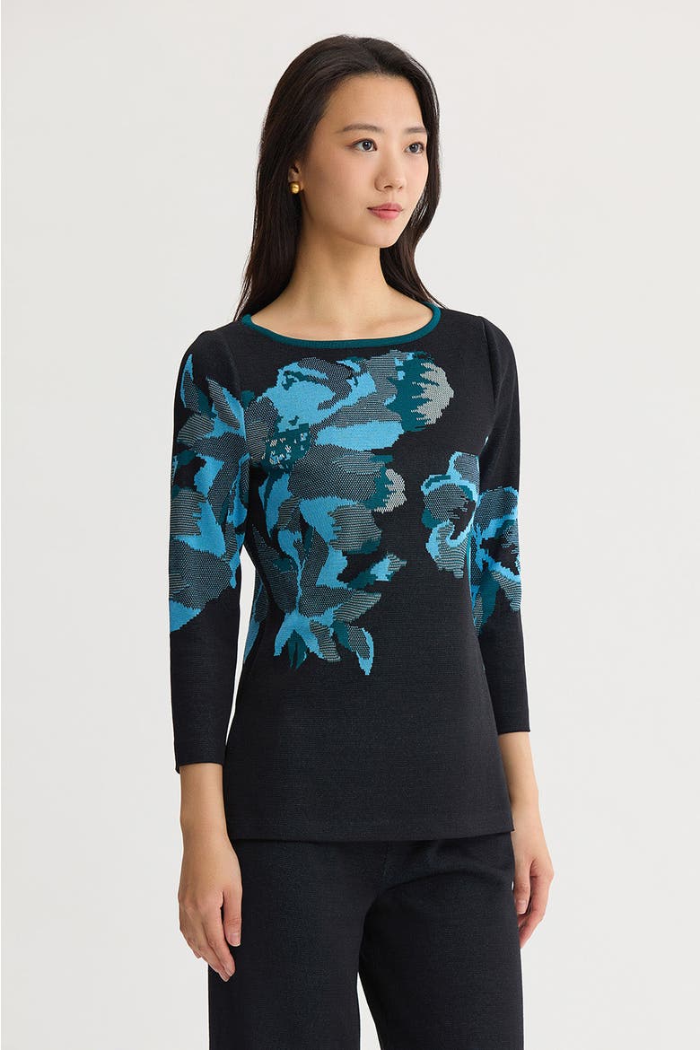 Floral Jacquard Knit Tunic, Alternate, color, Deep Teal