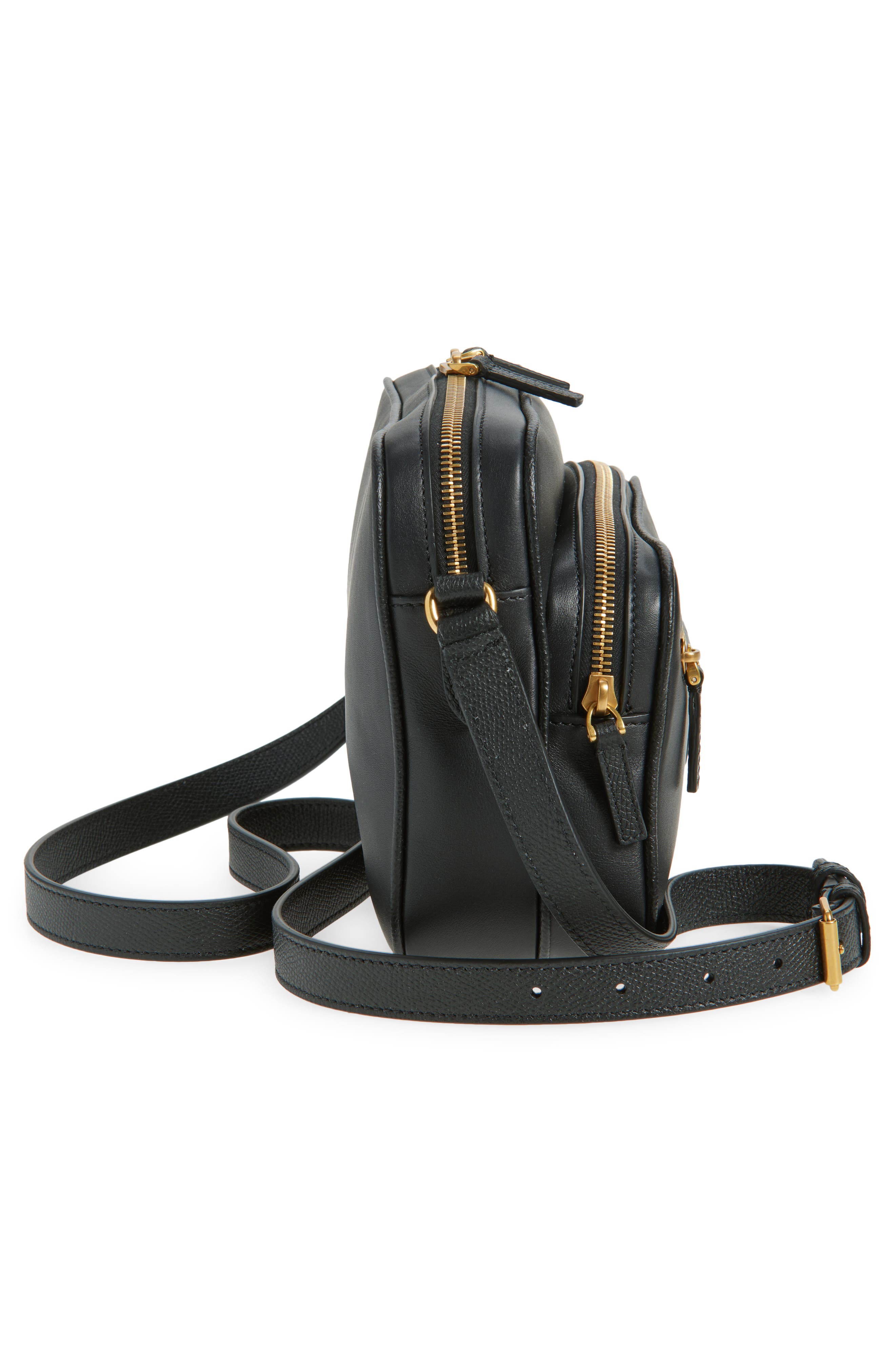 Valentino Antibes Leather Camera Bag, Alternate, color, Black