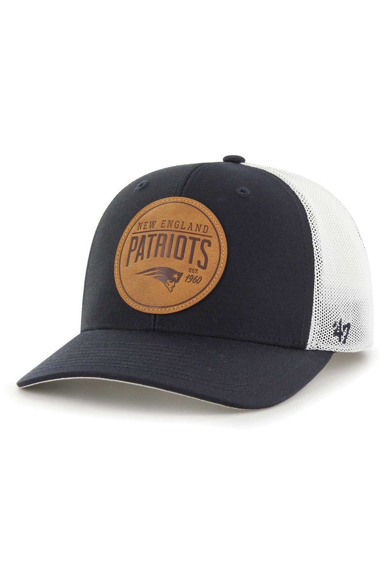 '47 Men's '47 Navy New England Patriots Leather Head Flex Hat, Alternate, color, 