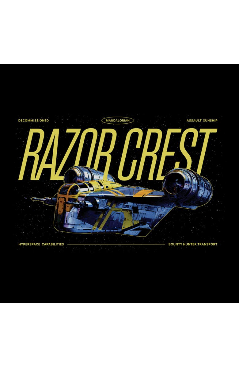 Star Wars: The Mandalorian and Grogu Men's Star Wars The Mandalorian and Grogu Bounty Hunter Razor Crest  Graphic T-Shirt, Alternate, color, Black