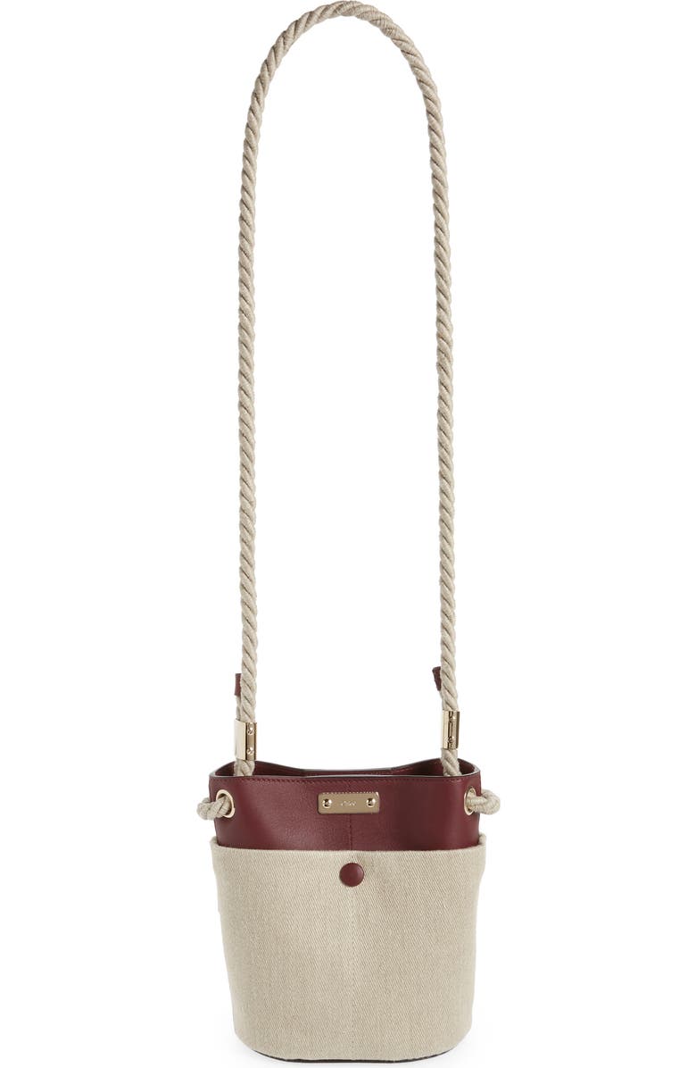 Chloé Key Small Linen & Leather Bucket Bag, Alternate, color,