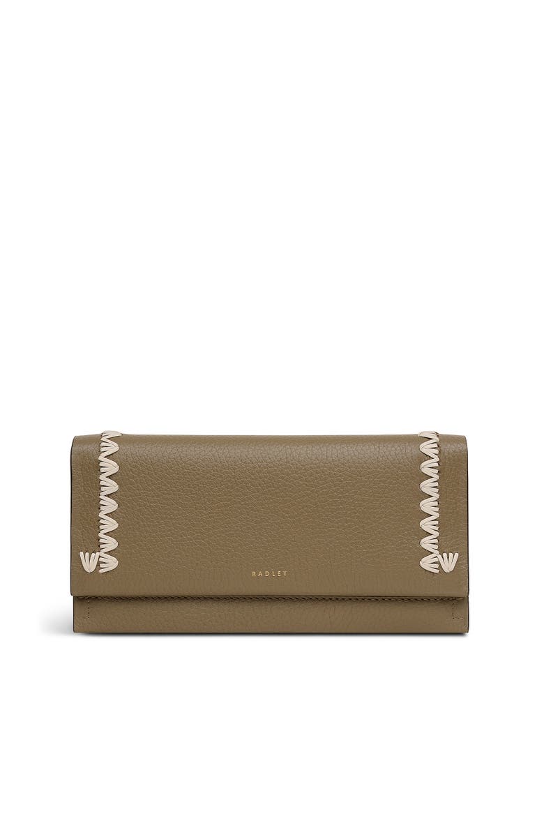 Oak Street - Stitch Large Flapover Wallet, Main, color, Acorn