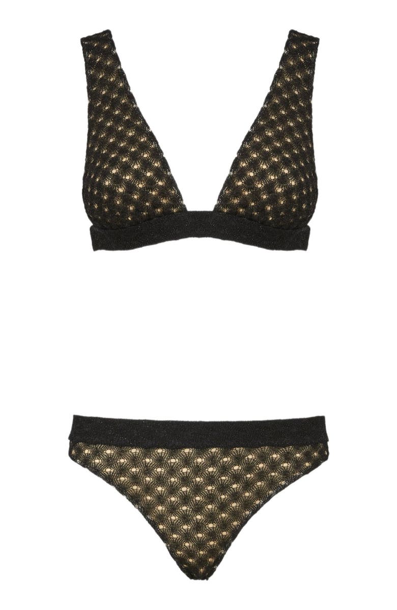 Missoni Bralette Bikini In Lamé Viscose With Raschel Workmanship, Alternate, color, Black