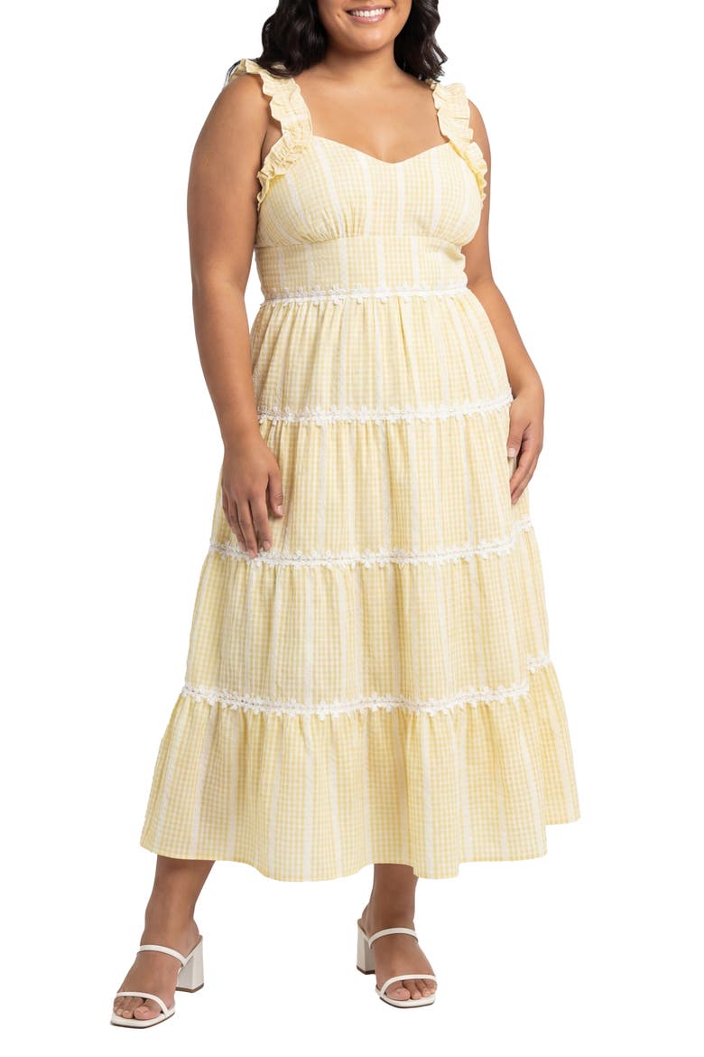 Alabama Daisy Lace Trim Maxi Dress, Main, color, GOLDEN HAZE/ WHITE