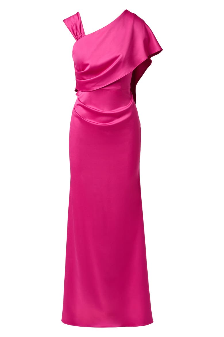 Satin Crepe Draped Gown, Alternate, color, BERRY ROSE