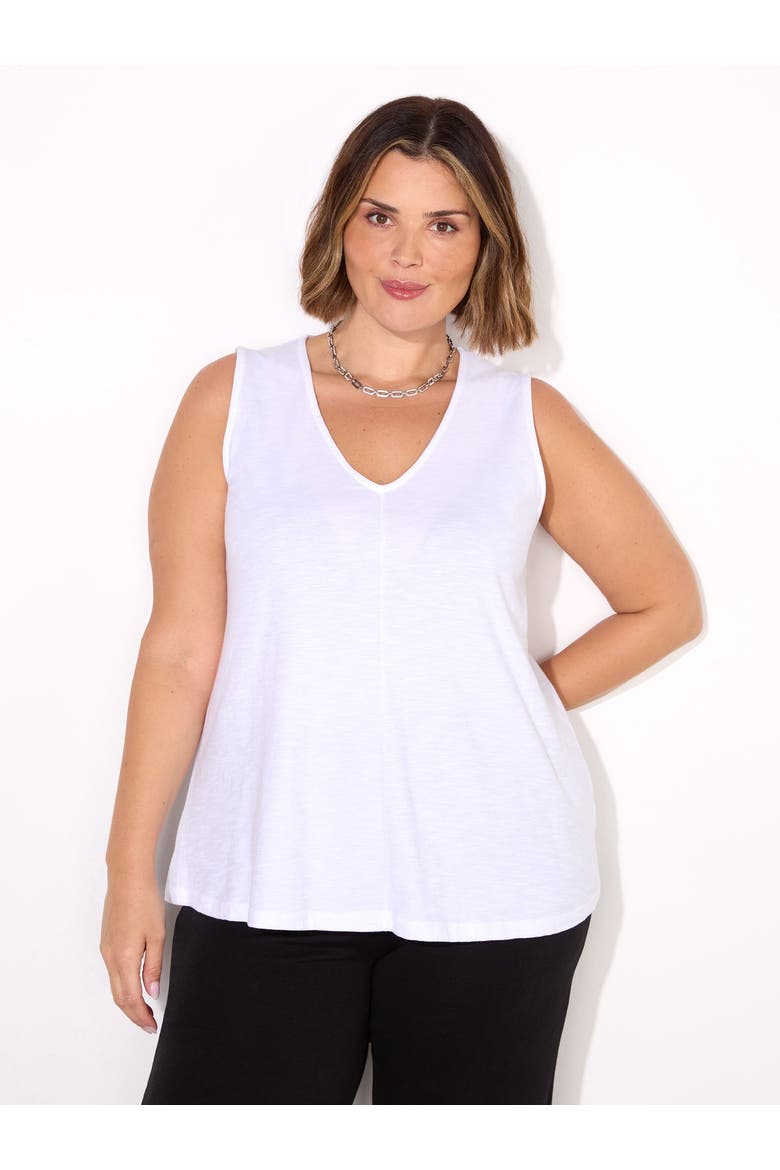 Cotton Slub V-Neck Vest, Main, color, White