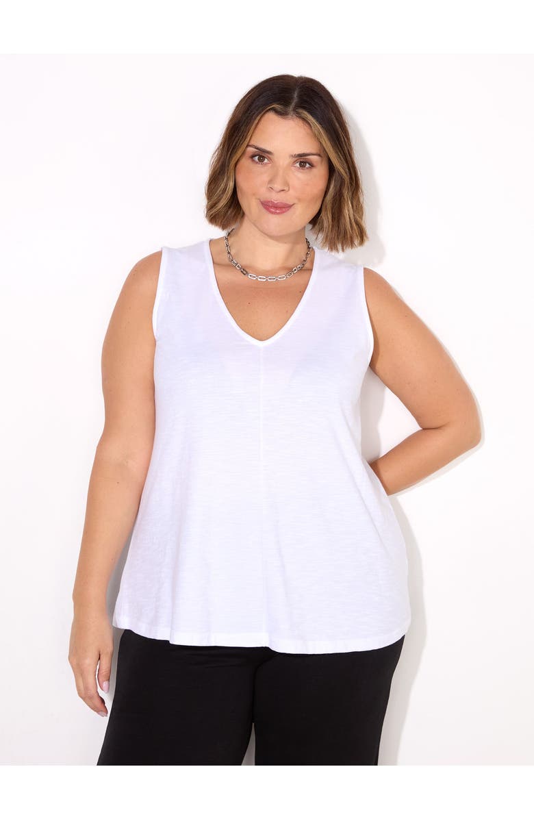 Live Unlimited Cotton Slub V-Neck Vest, Main, color, White