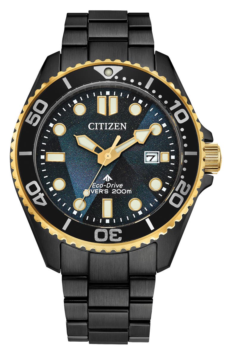 Citizen Promaster Dive Light Eco-Drive Automatic Bracelet Watch, 40.6mm, Main, color, Gray