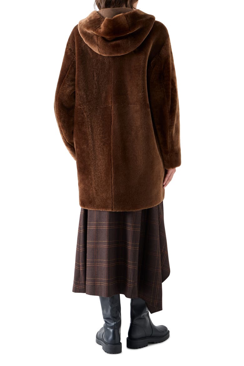 Genuine Shearling Hooded Coat, Alternate, color, CARAMEL