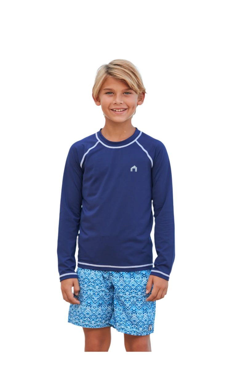 Cabana Life Boys Long Sleeve Cabana Rashguard, Main, color, Navy