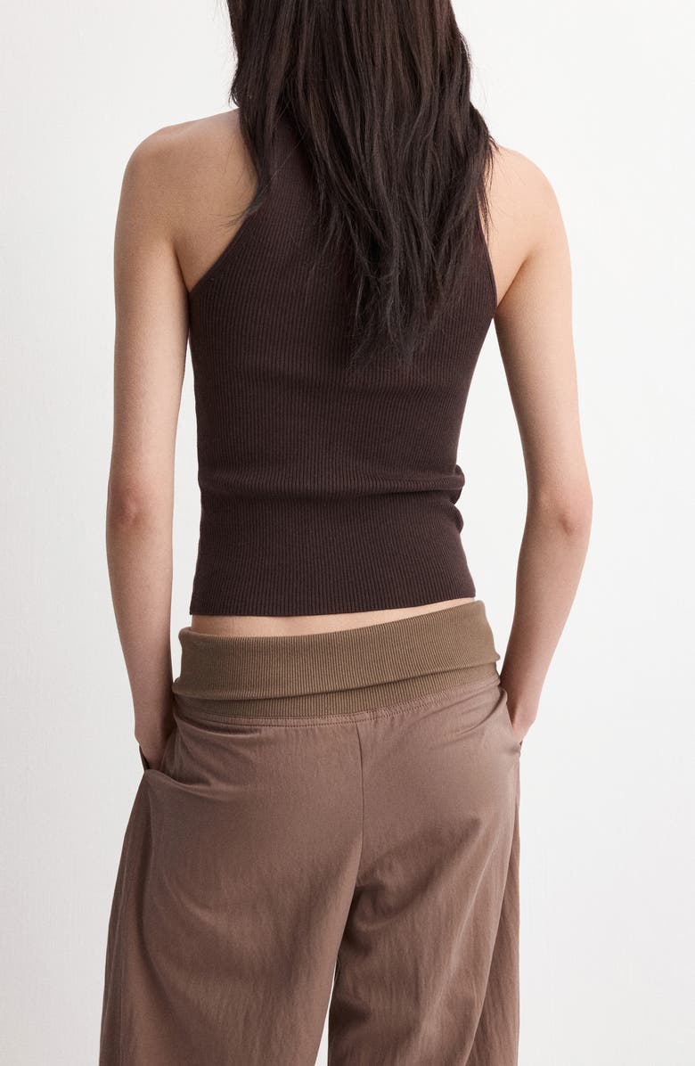 MANGO Cotton Blend Rib Sweater Tank, Alternate, color, Chocolate
