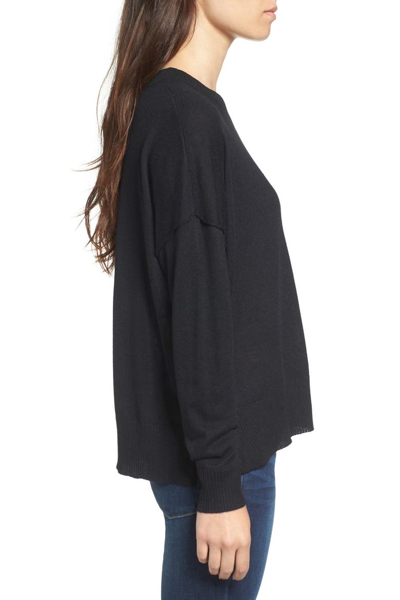 Drop Shoulder Pullover Sweater, Alternate, color, BLACK