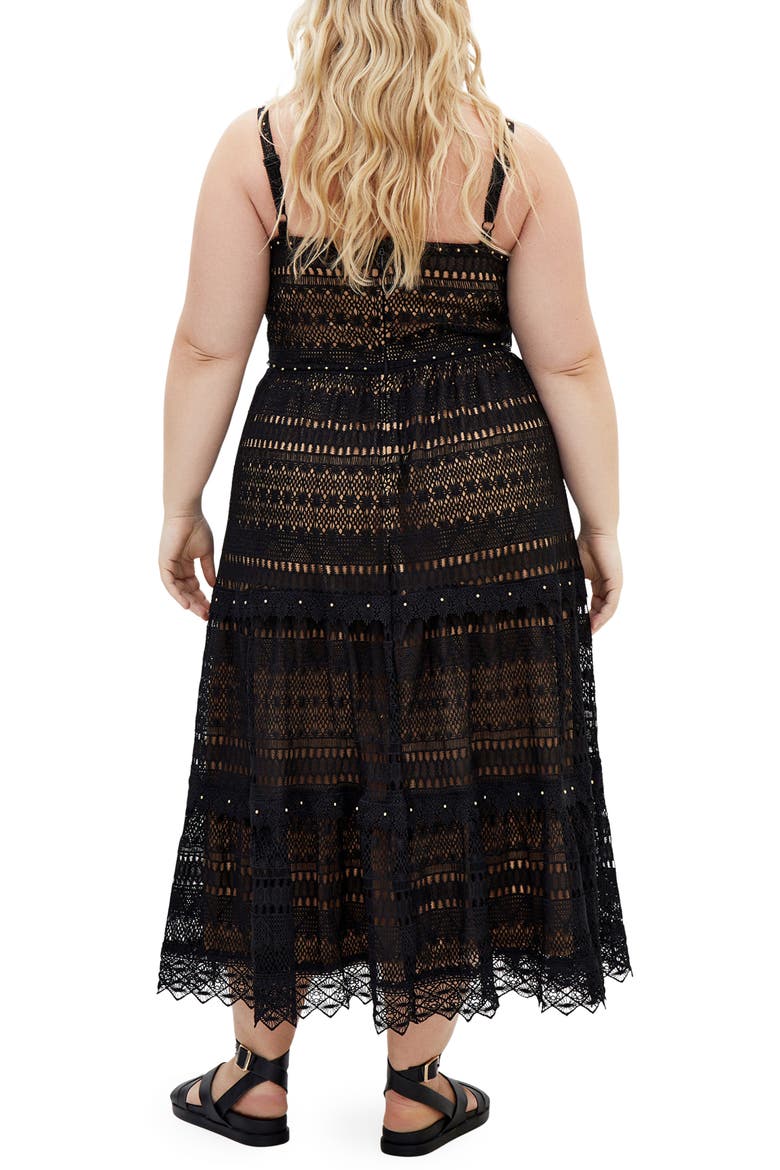 Mia Lace Midi Dress, Alternate, color, BLACK
