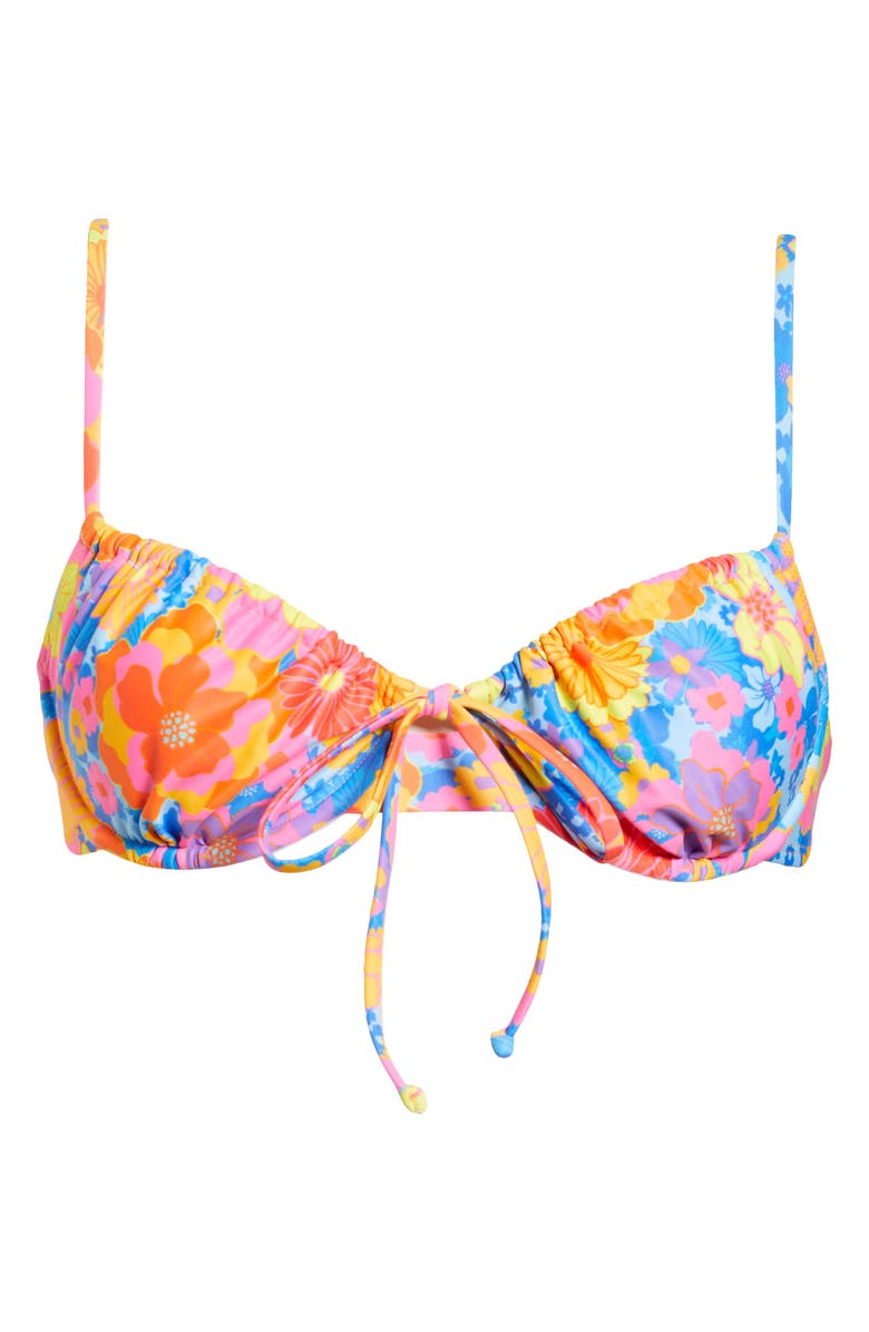Kulani Kinis Ruched Floral Underwire Bikini Top, Alternate, color,