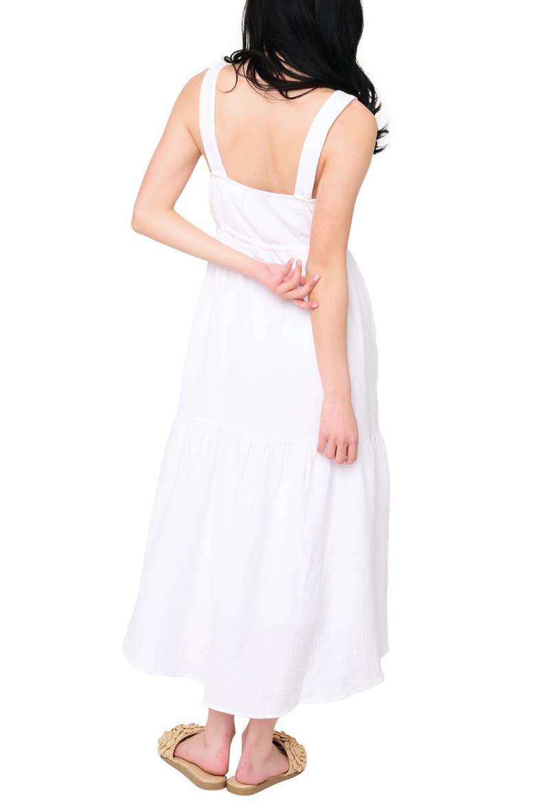 Gauze Tiered Midi Dress, Alternate, color, WHITE
