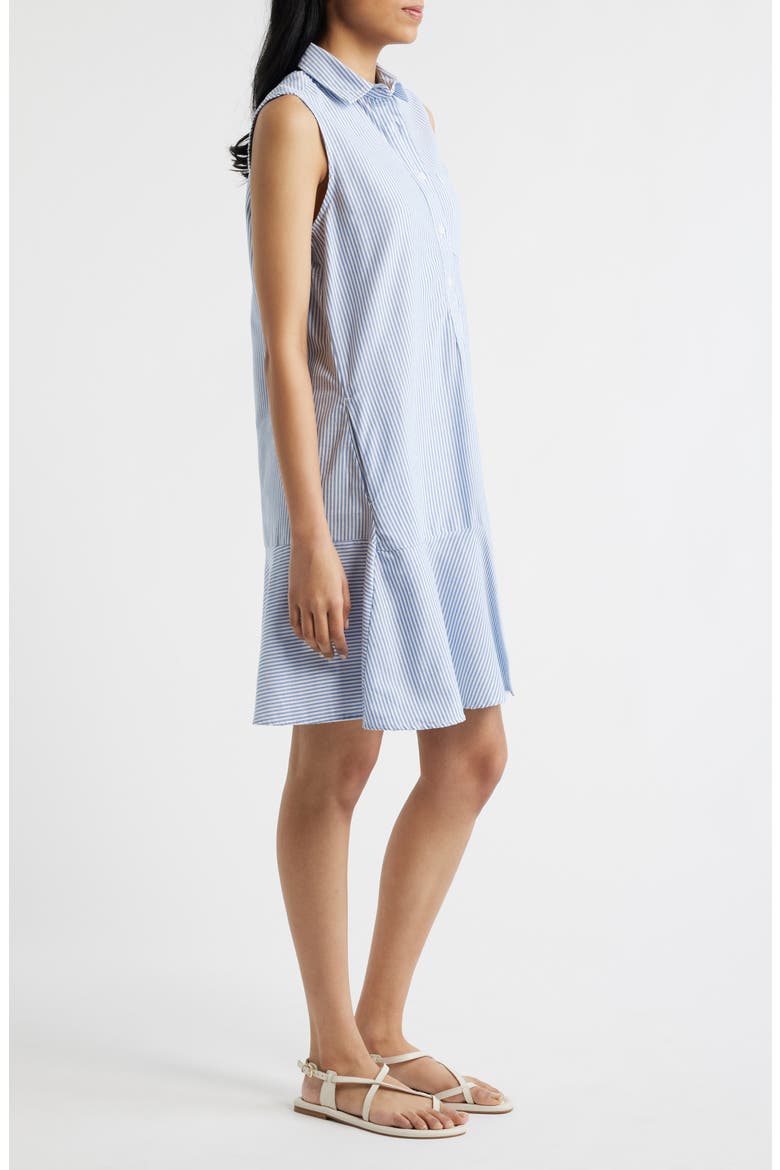 Marina Stripe Sleeveless Cotton Shirtdress, Alternate, color, BAY BLUE