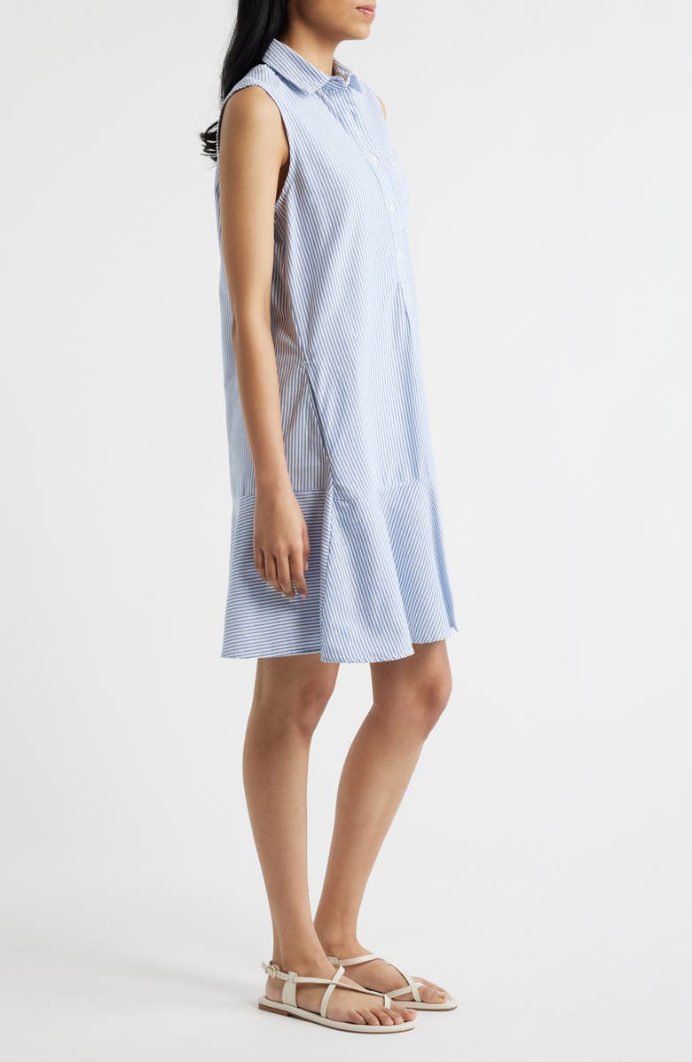 beachlunchlounge Marina Stripe Sleeveless Cotton Shirtdress, Alternate, color, Bay Blue