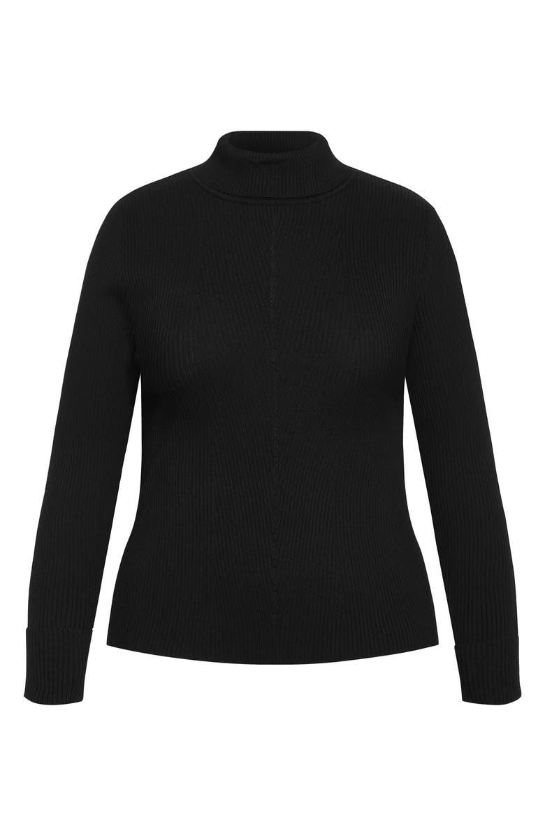 City Chic Kiki Rib Mock Neck Sweater, Alternate, color, Black