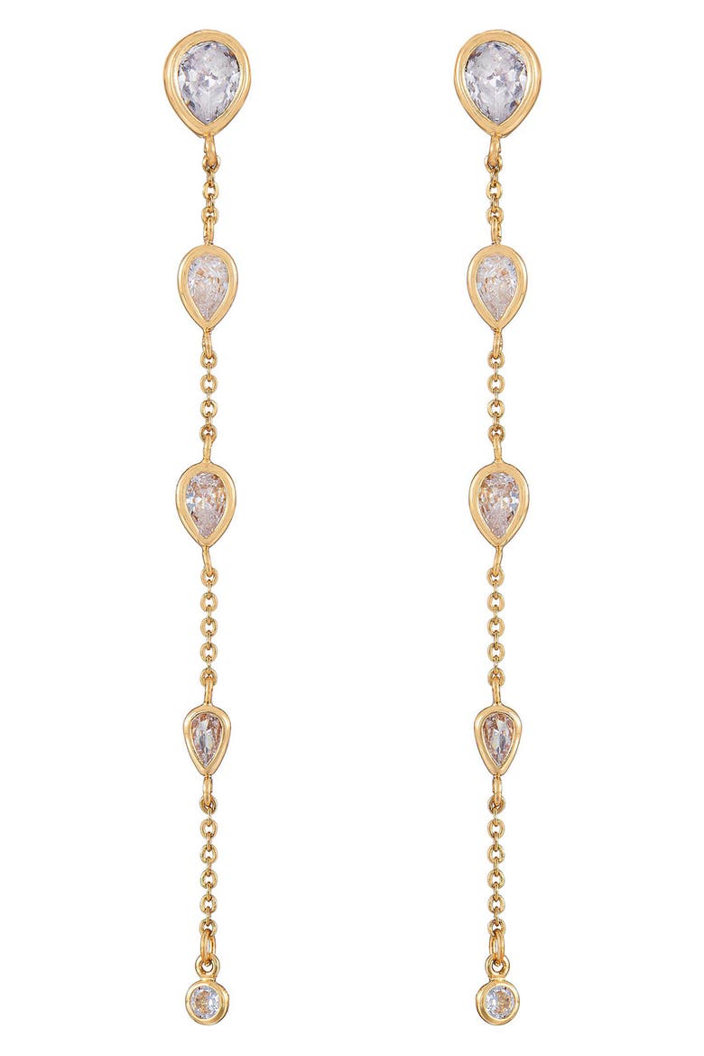 Bezel Linear Drop Earrings, Main, color, GOLD