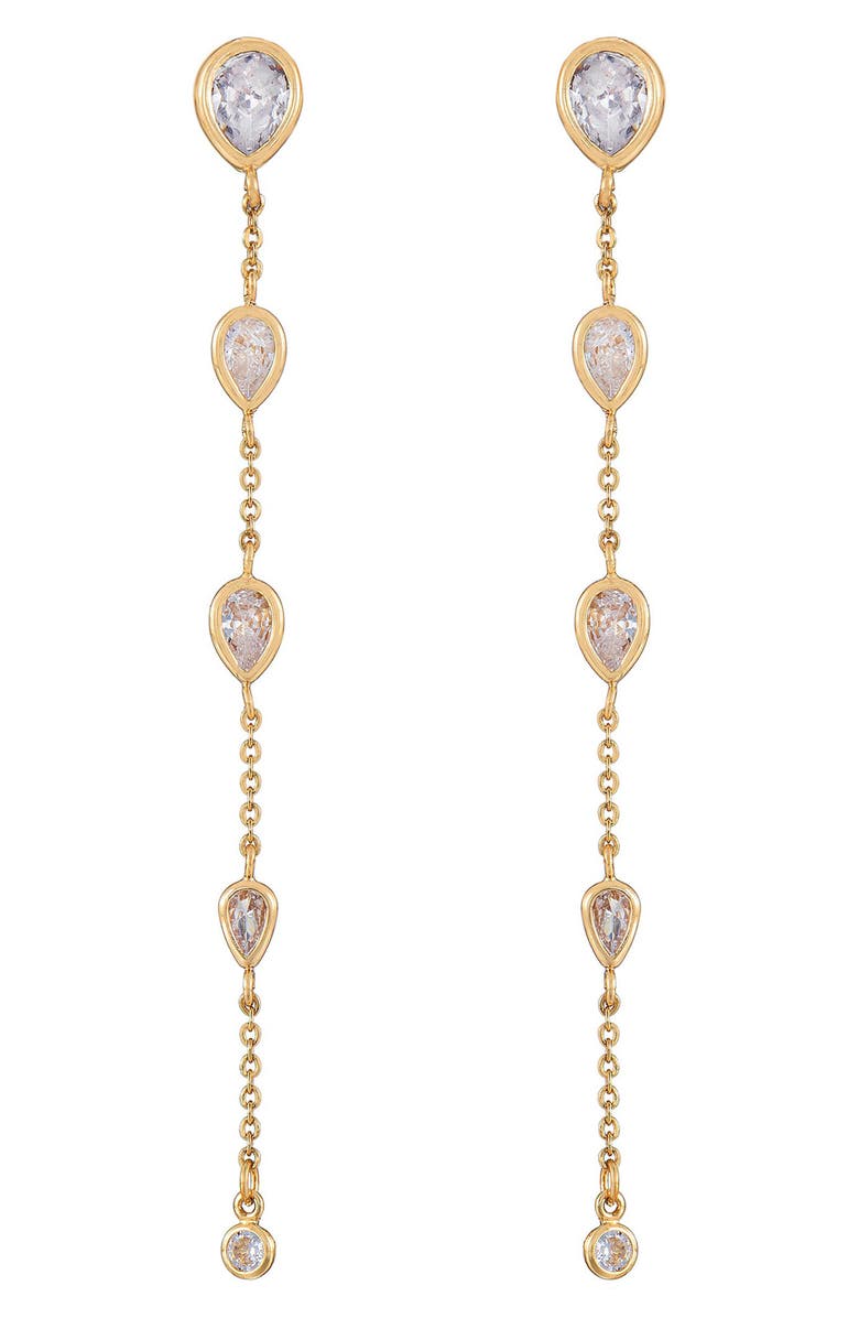 Ettika Bezel Linear Drop Earrings, Main, color, 