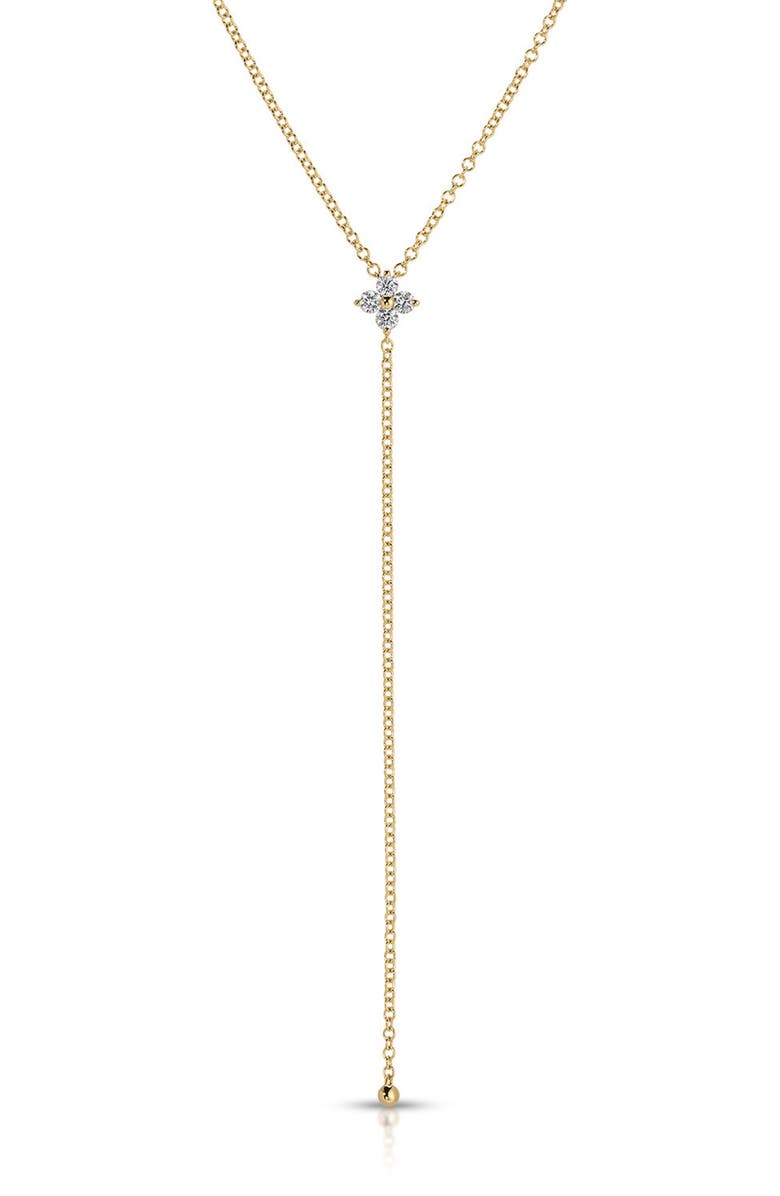 EF Collection Fleur Diamond Y-Necklace, Main, color, 14K Yellow Gold