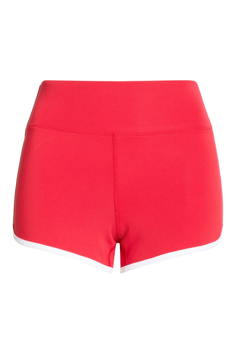 Sporty High Waist Shorts, Alternate, color, CHERRY/WHITE