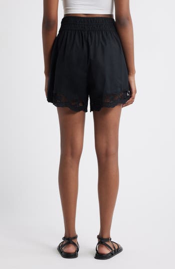 Cutwork Pull-On Woven Cotton Shorts