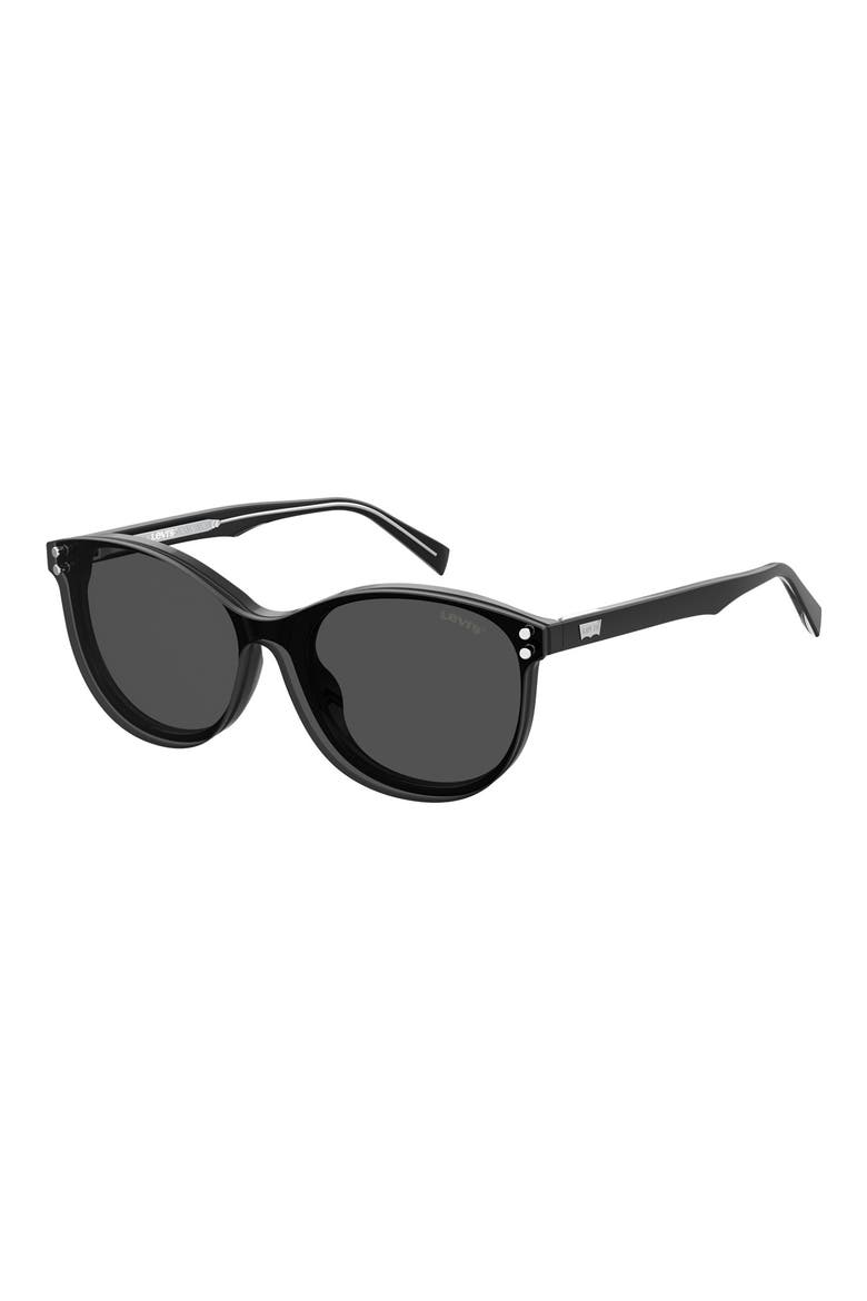 53mm Round Sunglasses, Alternate, color, BLACK
