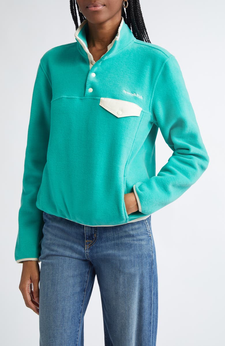 Sporty & Rich Serif Logo Polar Fleece Sweatshirt, Main, color, 