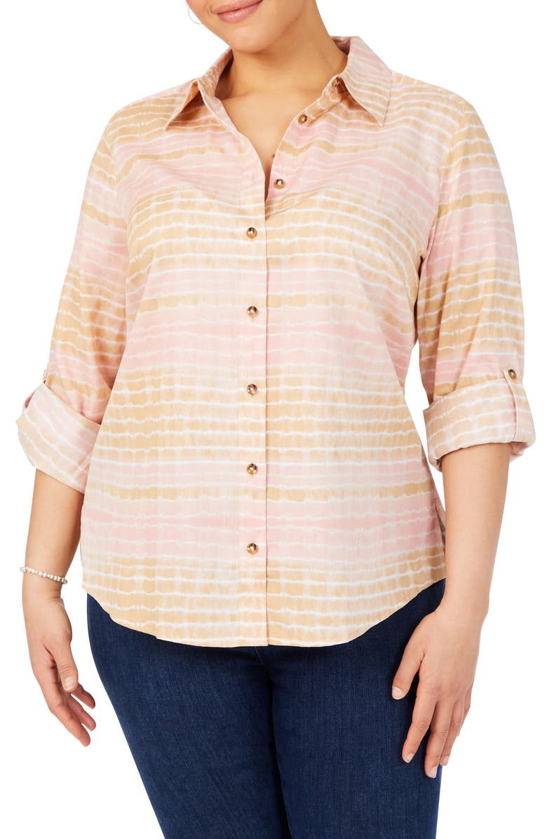 Foxcroft Zoey Tie Dye Cotton Button-Up Blouse, Main, color, 