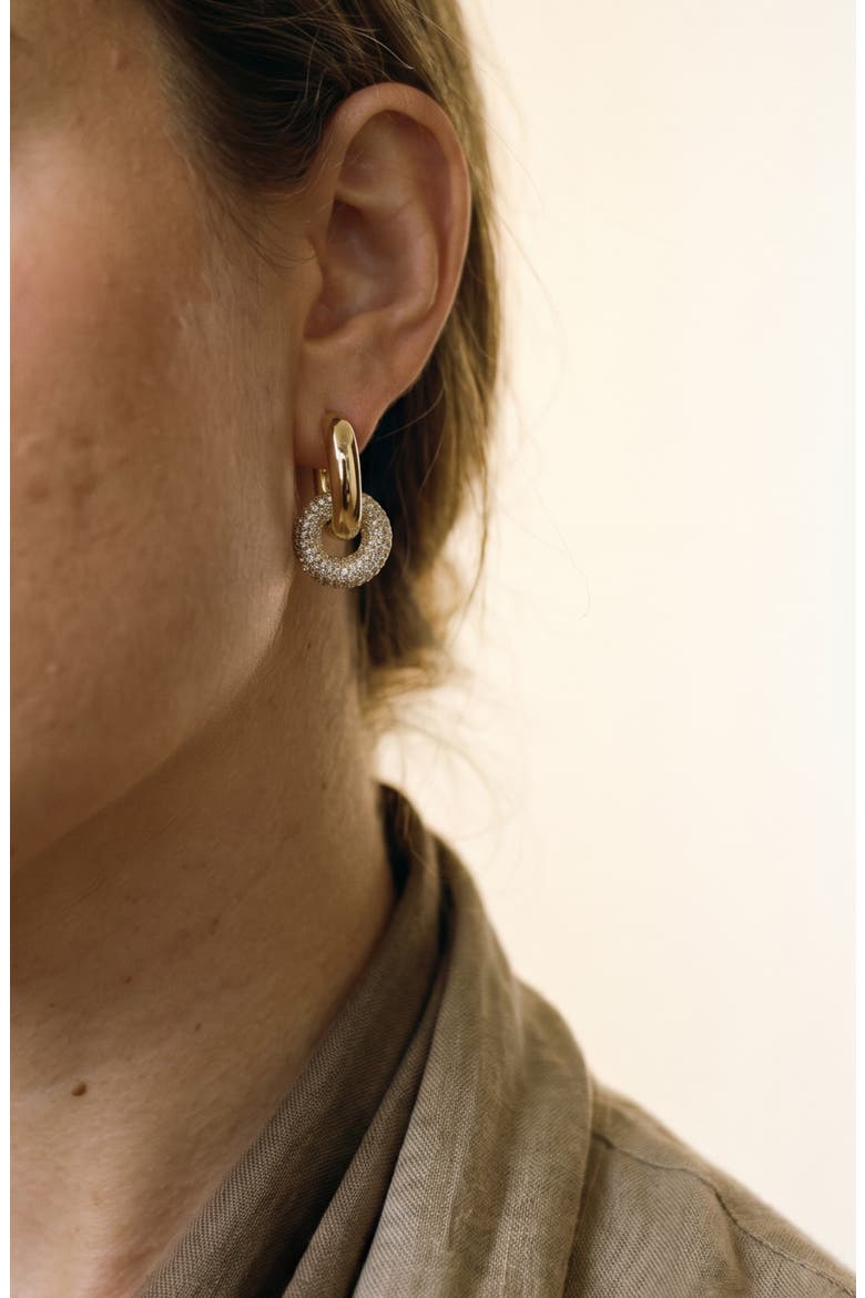 Interlocking Hoops Pavé Earrings, Alternate, color, GOLD/ SILVER