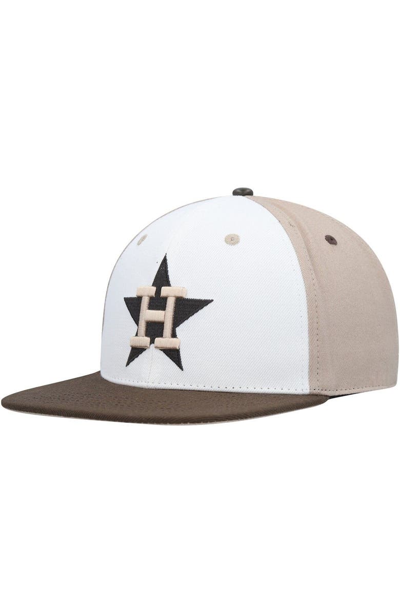 PRO STANDARD Men's Pro Standard White/Brown Houston Astros Chocolate Ice Cream Drip Snapback Hat, Alternate, color, 