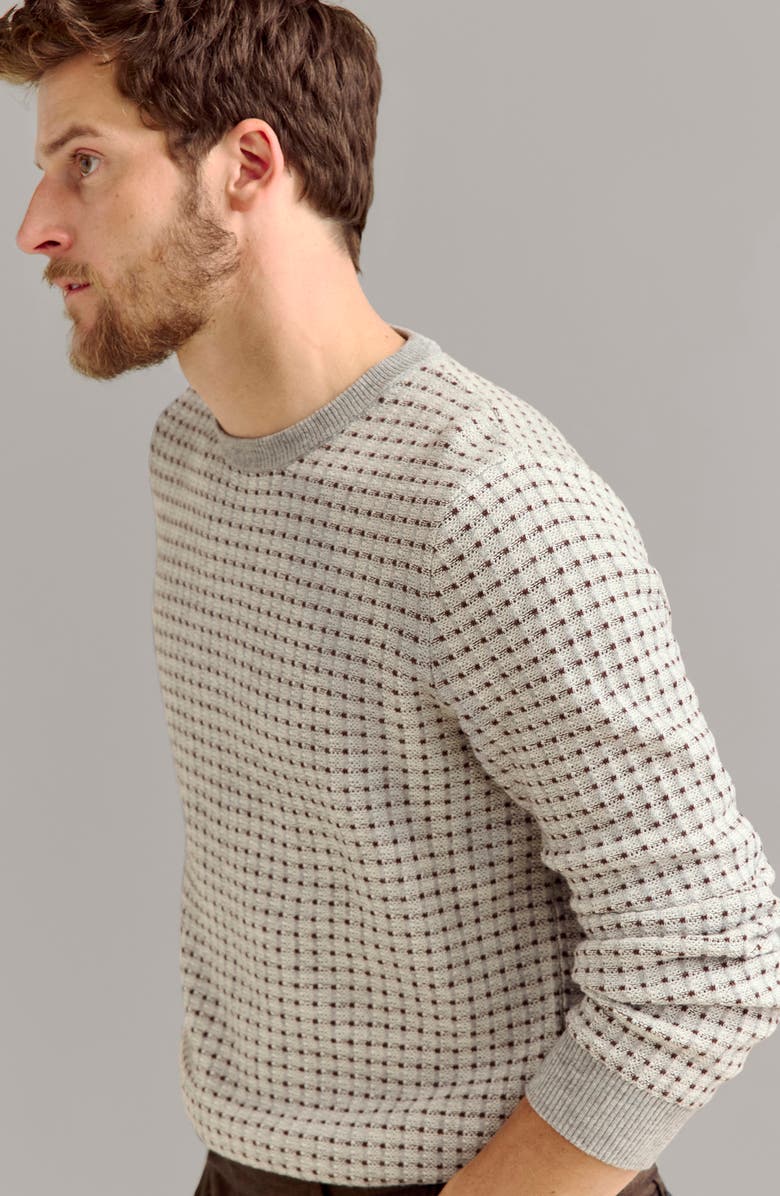 Billy Reid Grid Texture Jacquard Sweater, Alternate, color, Ivory Multi