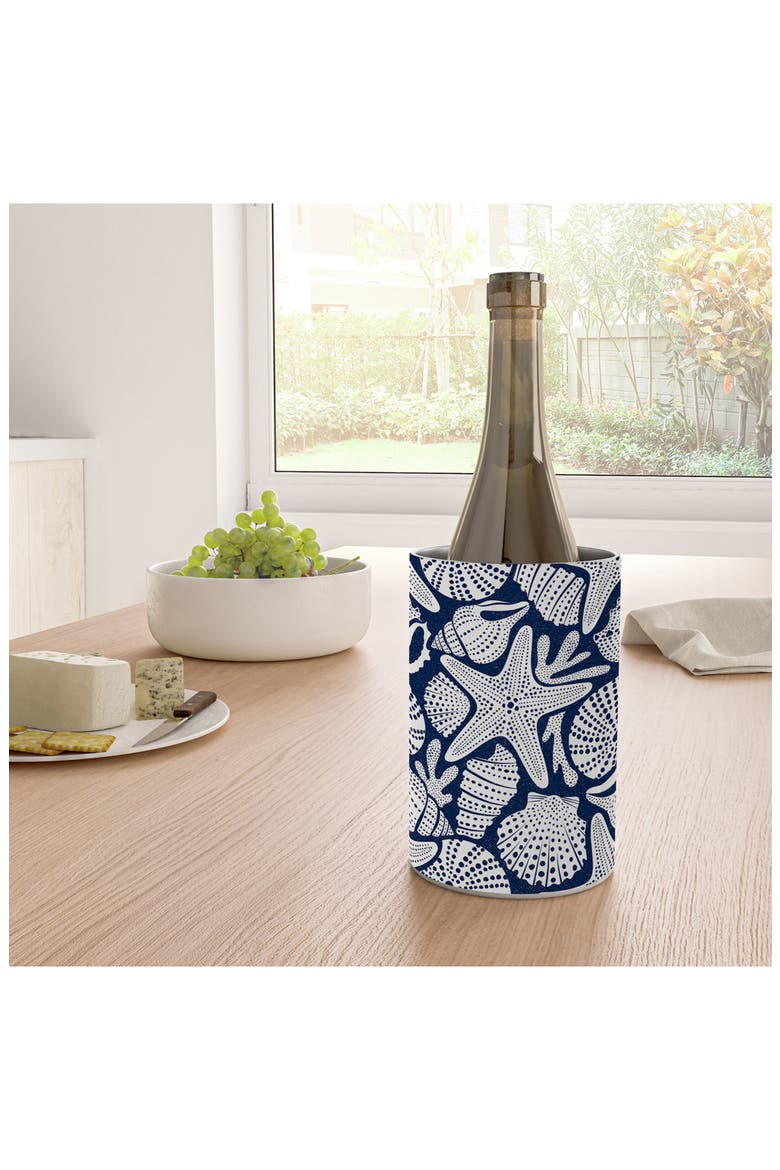 Ocean Floor Seashell Print Stainless Steel Wine Chiller, Alternate, color, NAVY