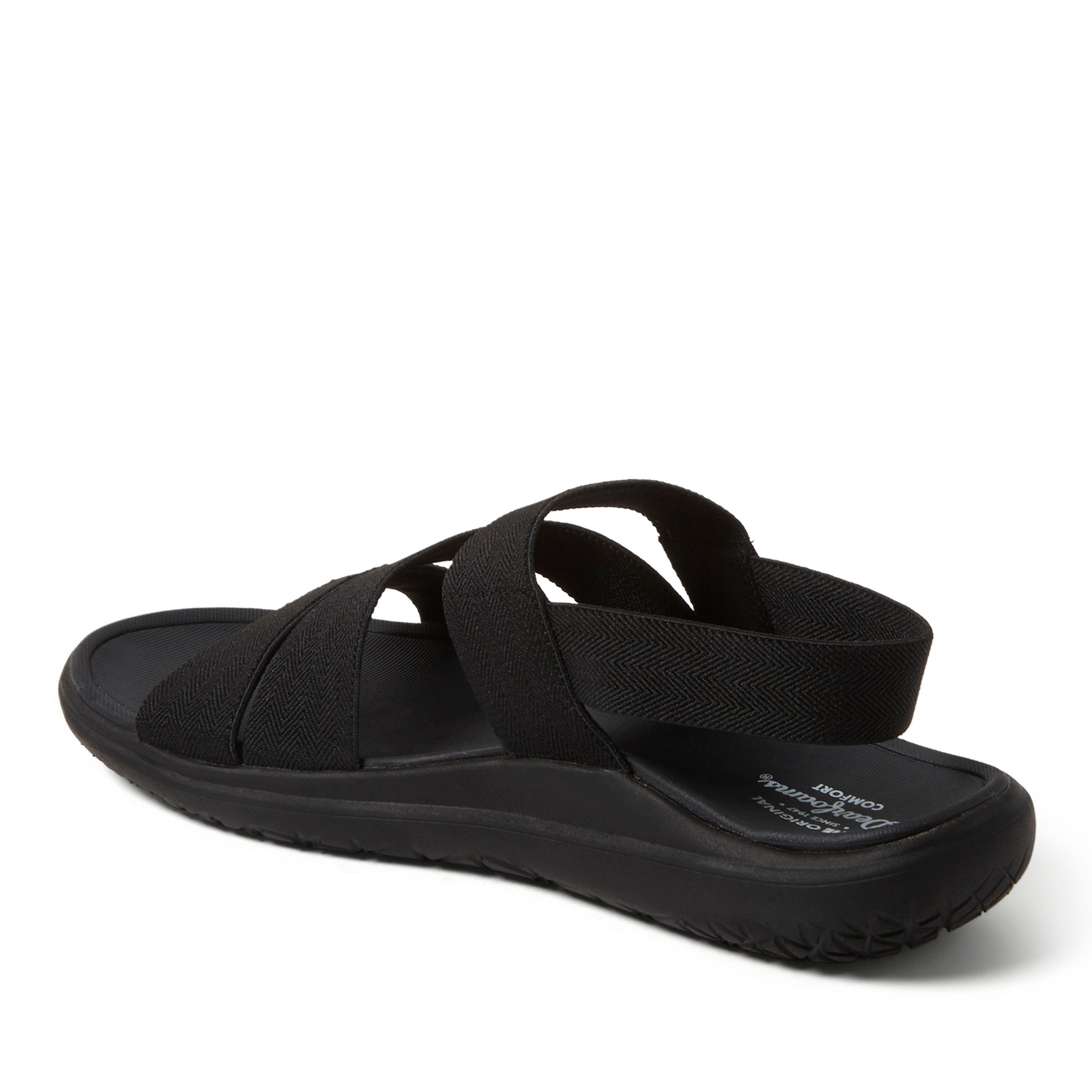 DEARFOAMS Emilia Elastic Gore Strappy Sandal, Alternate, color, Black