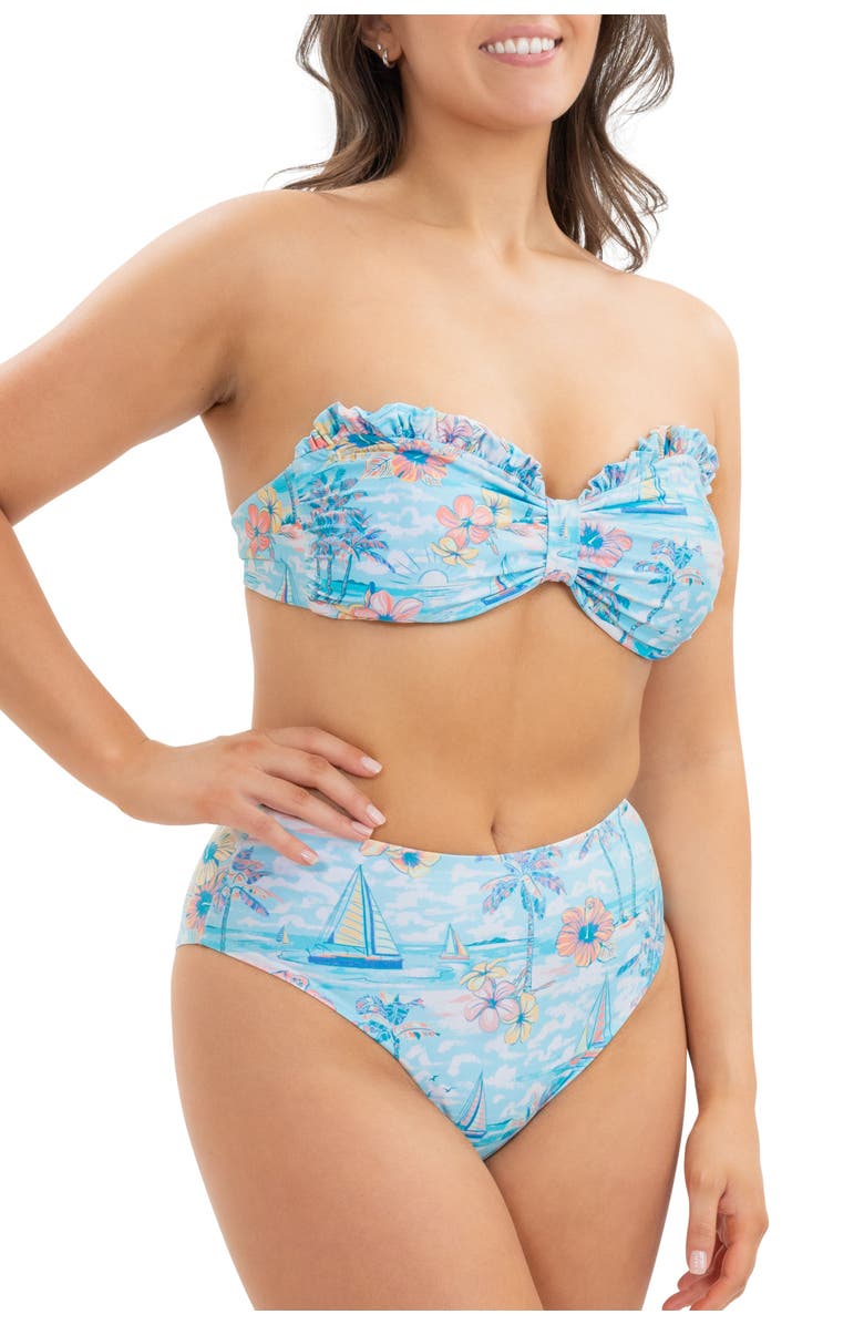 Kenny Flowers The BVIs - Ruffle Bandeau Bikini Top with Removable Straps, Alternate, color, Light Blue