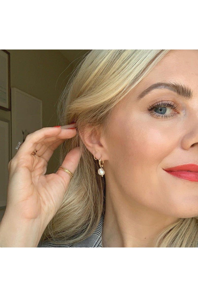 Pearl Hoops, Alternate, color, White/Gold