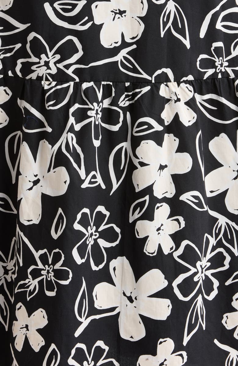 SUGARLIPS Kianza Floral Ember Smocked Midi Dress, Alternate, color, Black-White