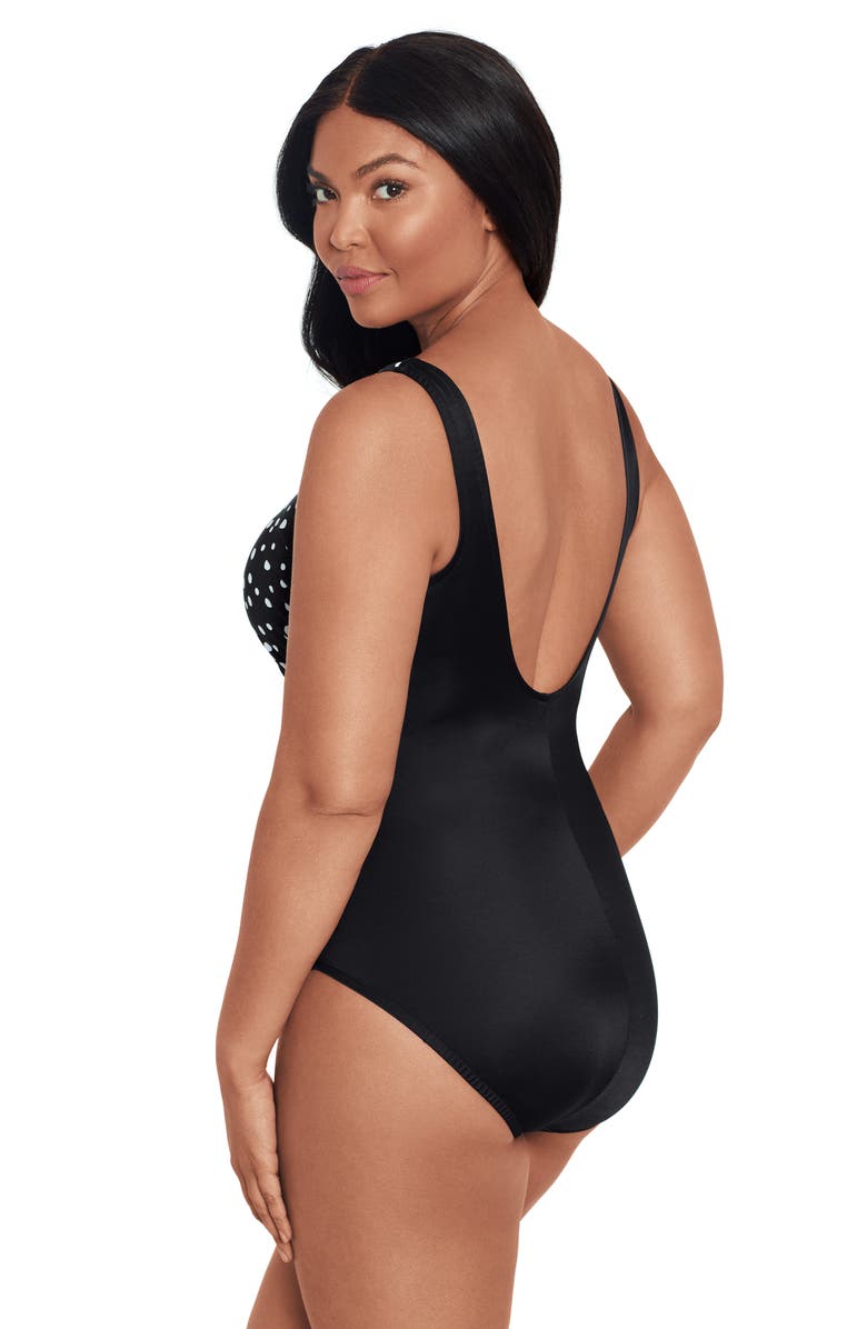 Trimshaper Jean Ruching One-Piece Control Swimsuit, Alternate, color, Cosmic Dots