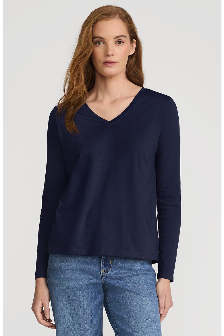 Supima Cotton Long Sleeve V-Neck T-Shirt, Main, color, Radiant Navy