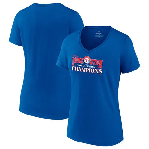 Women's Fanatics Branded Royal Texas Rangers 2023 World Series Champions Hitting Streak V-Neck T-Shirt