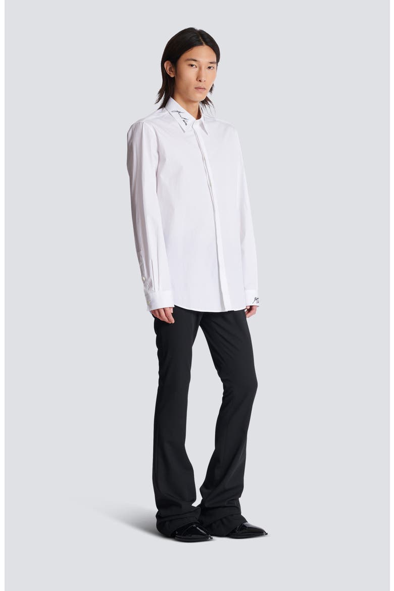 Balmain Love Letter Embroidered Cotton Poplin Button-Up Shirt (Men ...