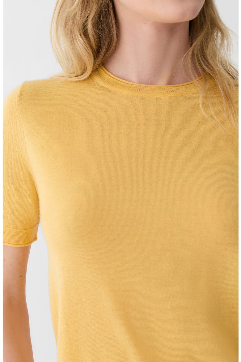 Short Sleeve Cashmere Crewneck Sweater, Alternate, color, DAISY