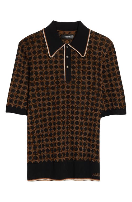 Amiri Monogram Quad Polo Shirt In Brown
