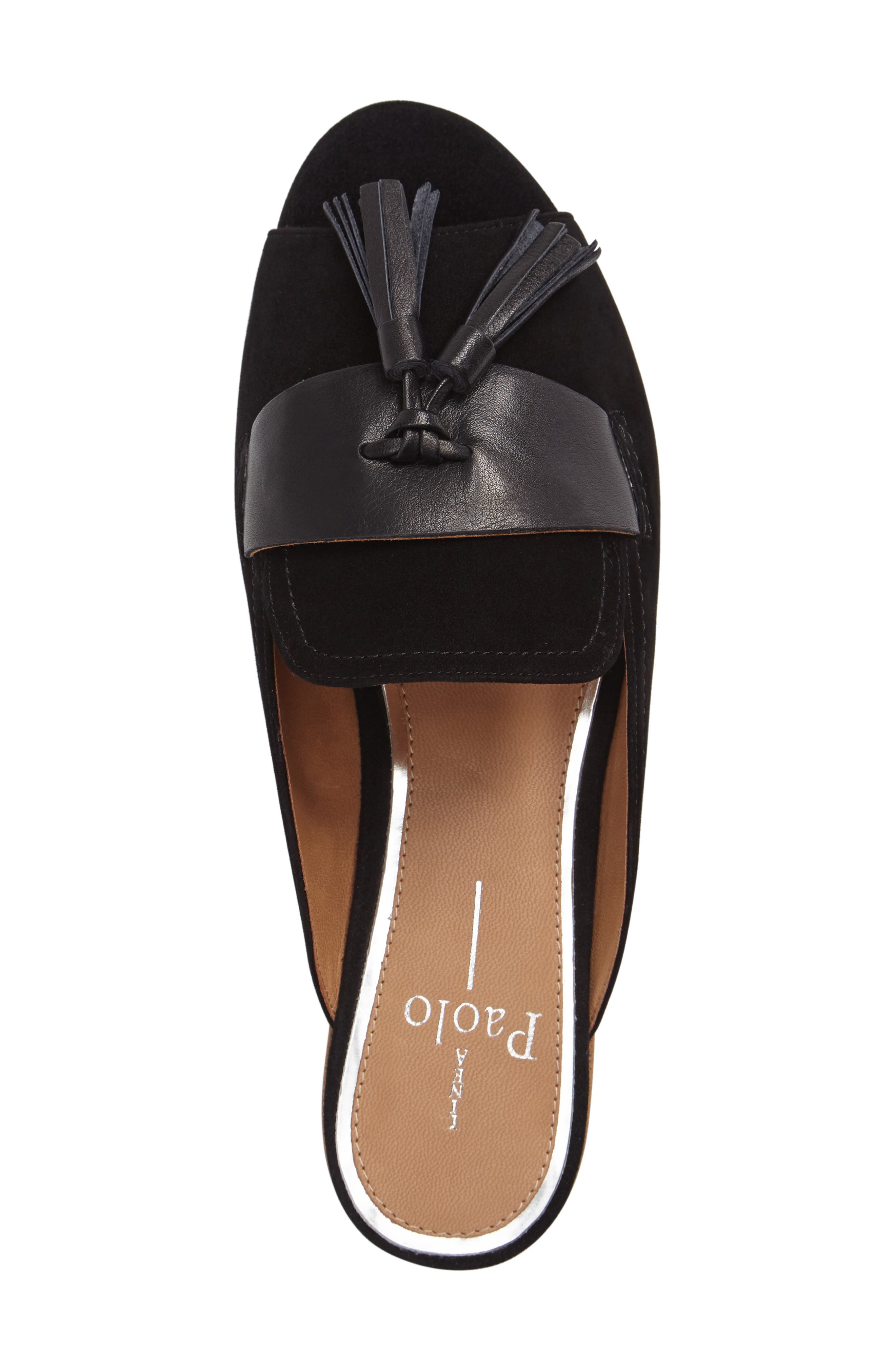 Fling Tassel Loafer Slide, Alternate, color, BLACK SUEDE