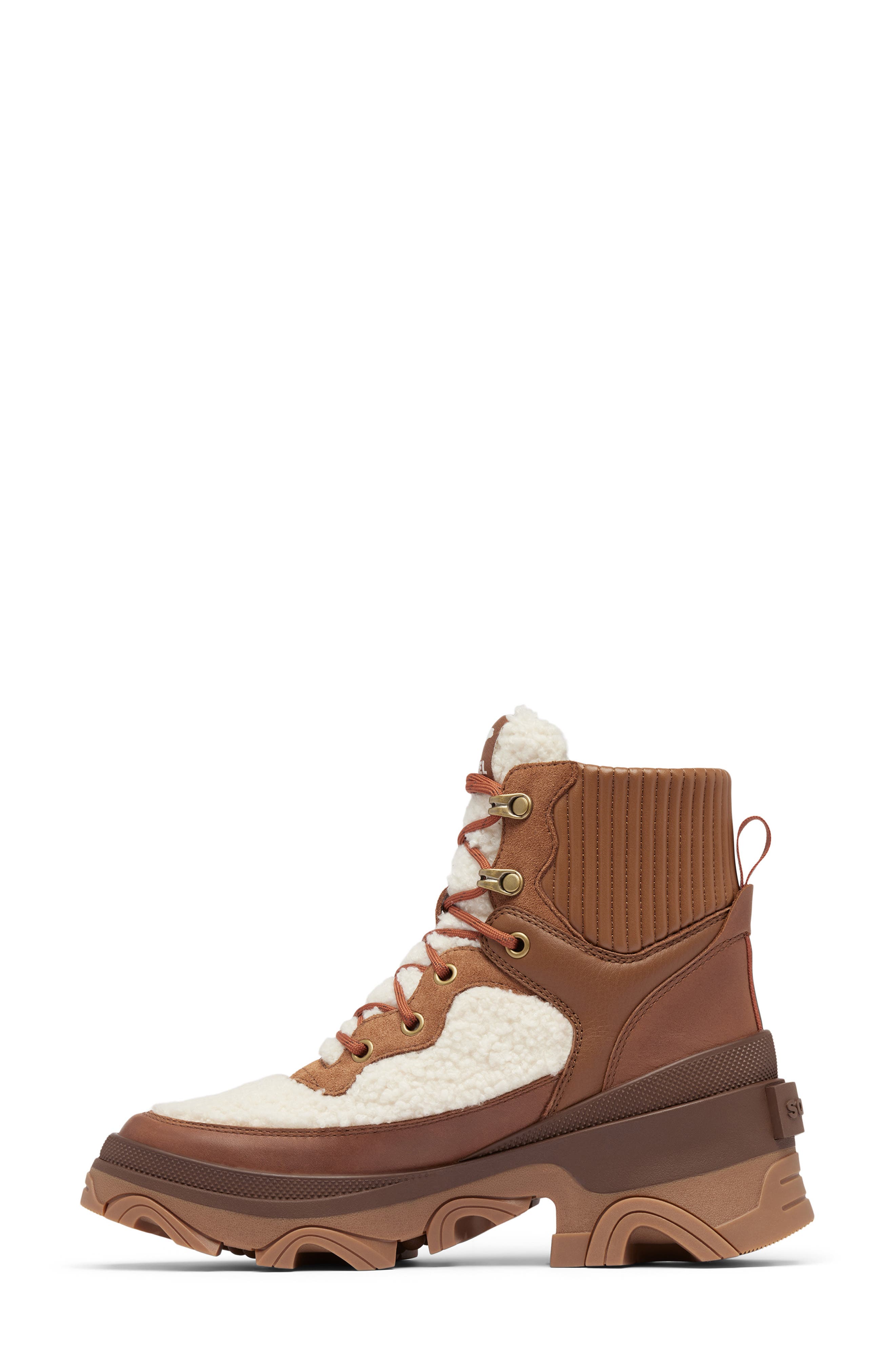 SOREL Brex<sup>™</sup> Faux Shearling Lace-Up Boot, Alternate, color, Velvet Tan/ Sanguine