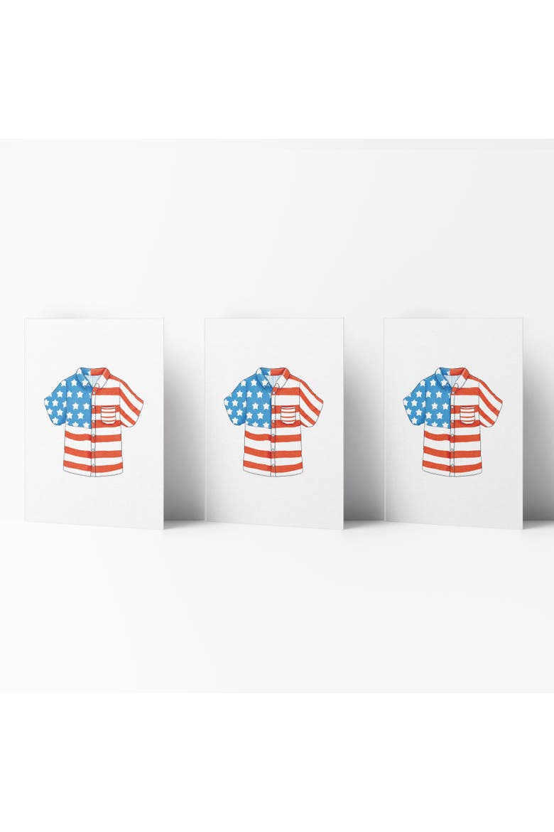 Flag Greeting Card Pack (3ct) "USA Button Shirt", Main, color, Multi-Pack