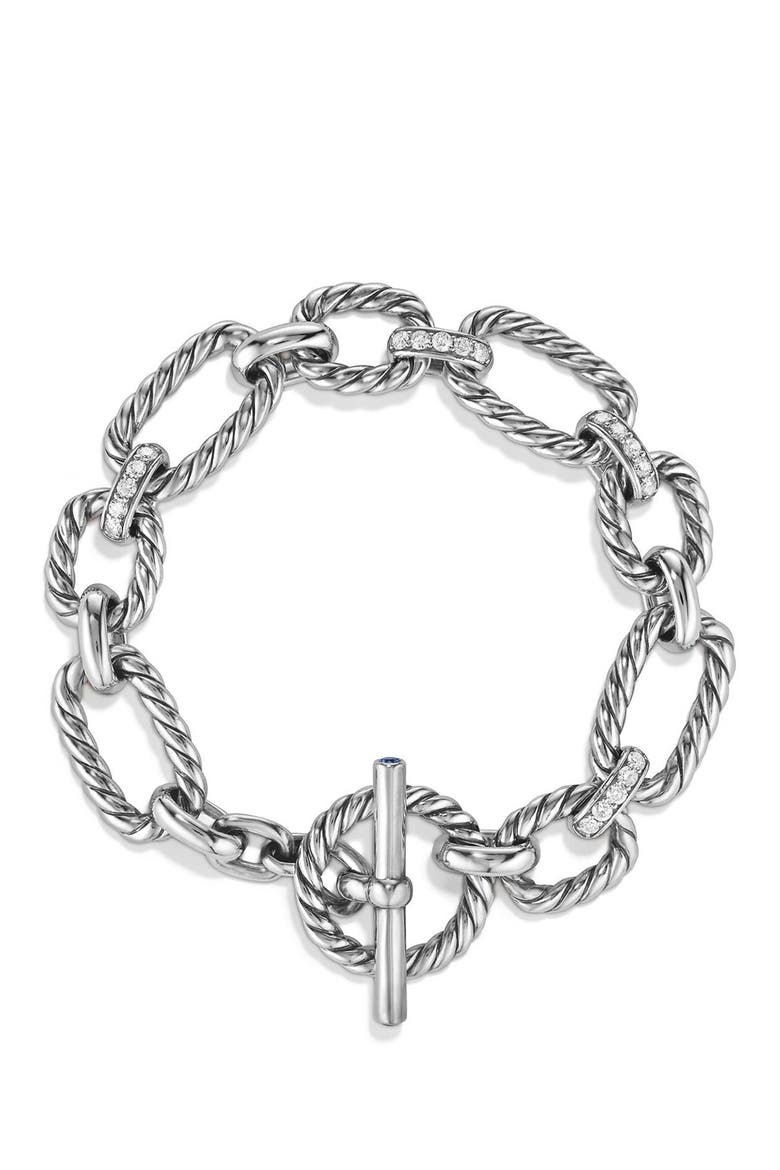 Chain Cushion Link Bracelet with Diamonds, Alternate, color, SILVER